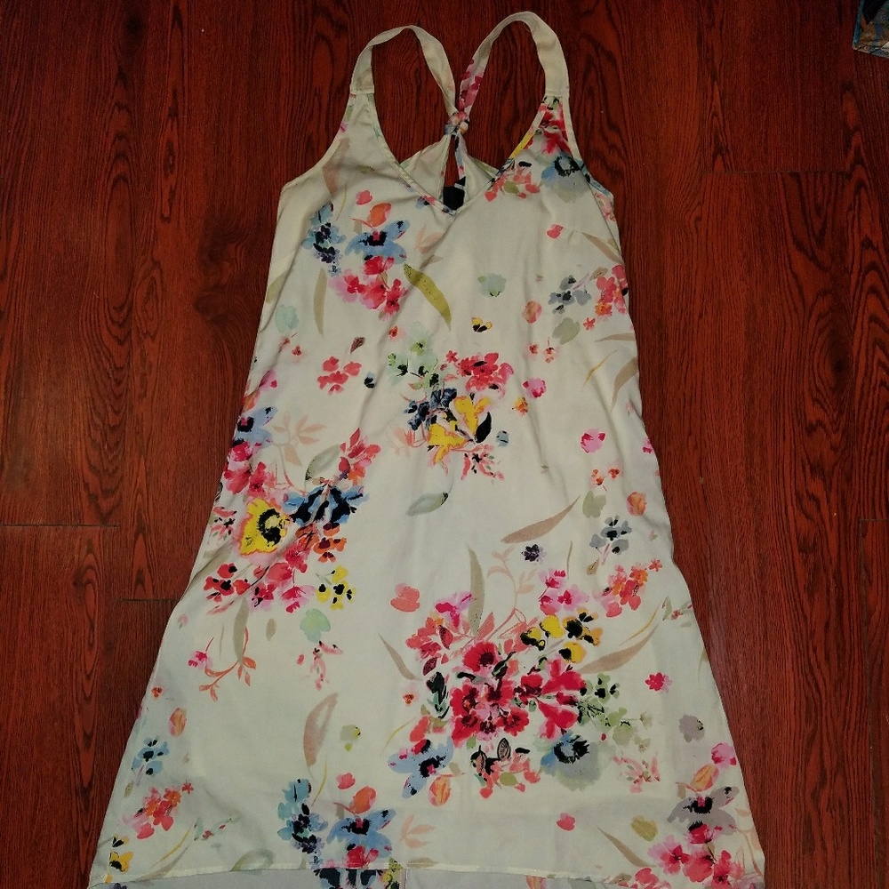 Cream Floral knotted back Halter Dress